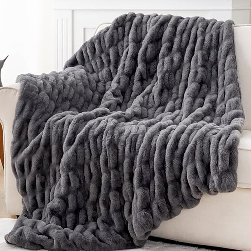 Beautiful RUCHED Faux Fur Throw