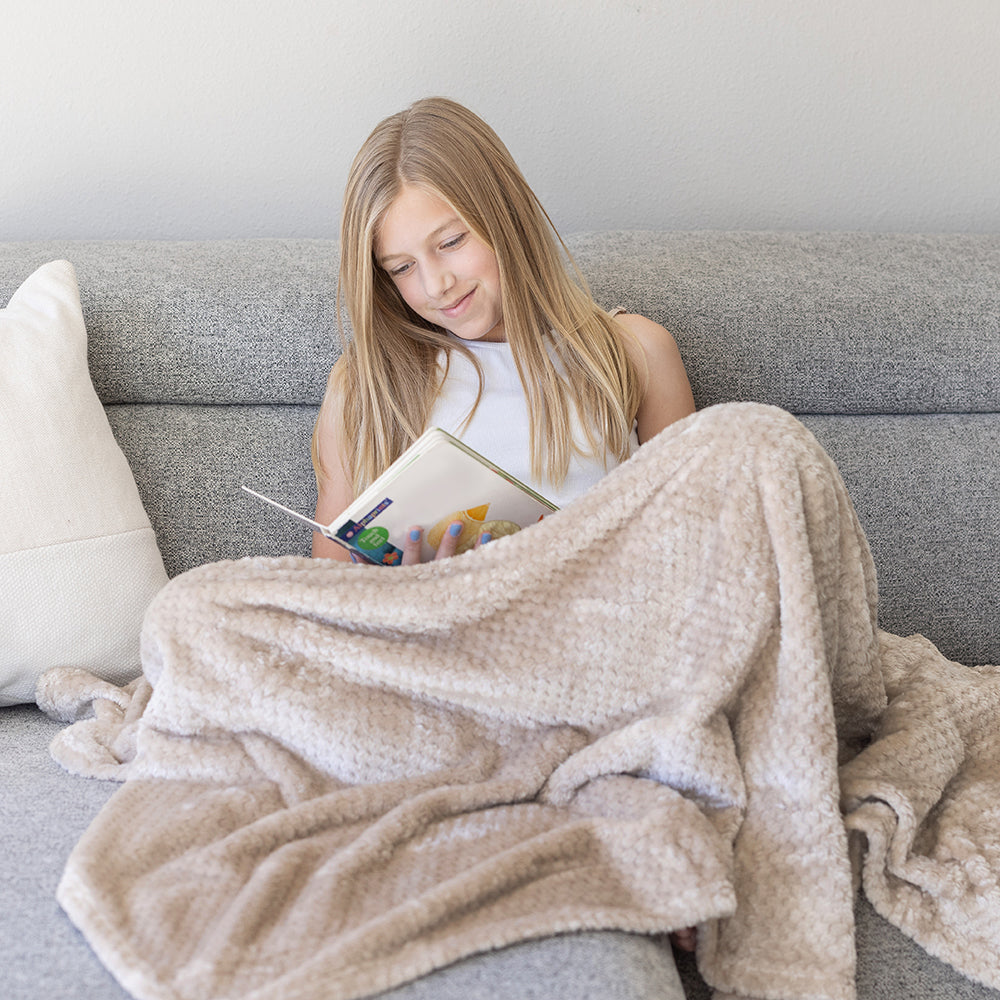 Waffle Weave Fleece Throw Blanket