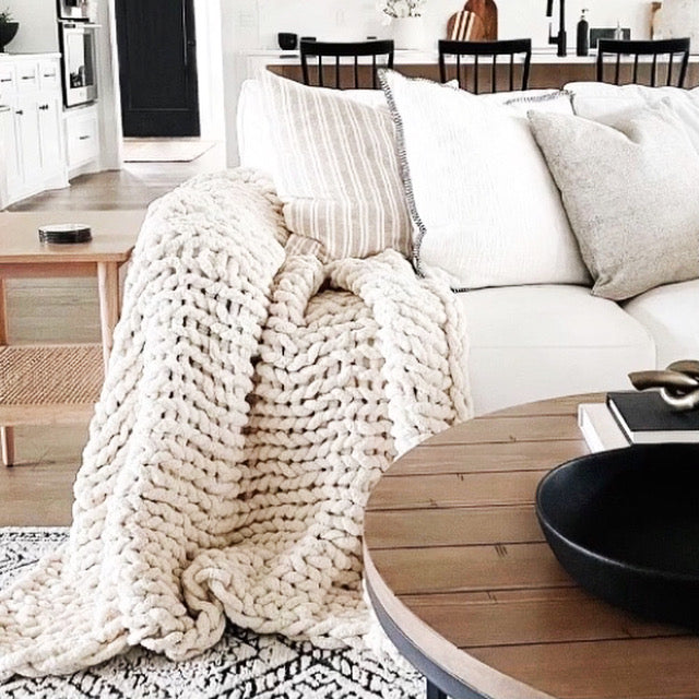 Chunky Knit Throw- Multiple Colors