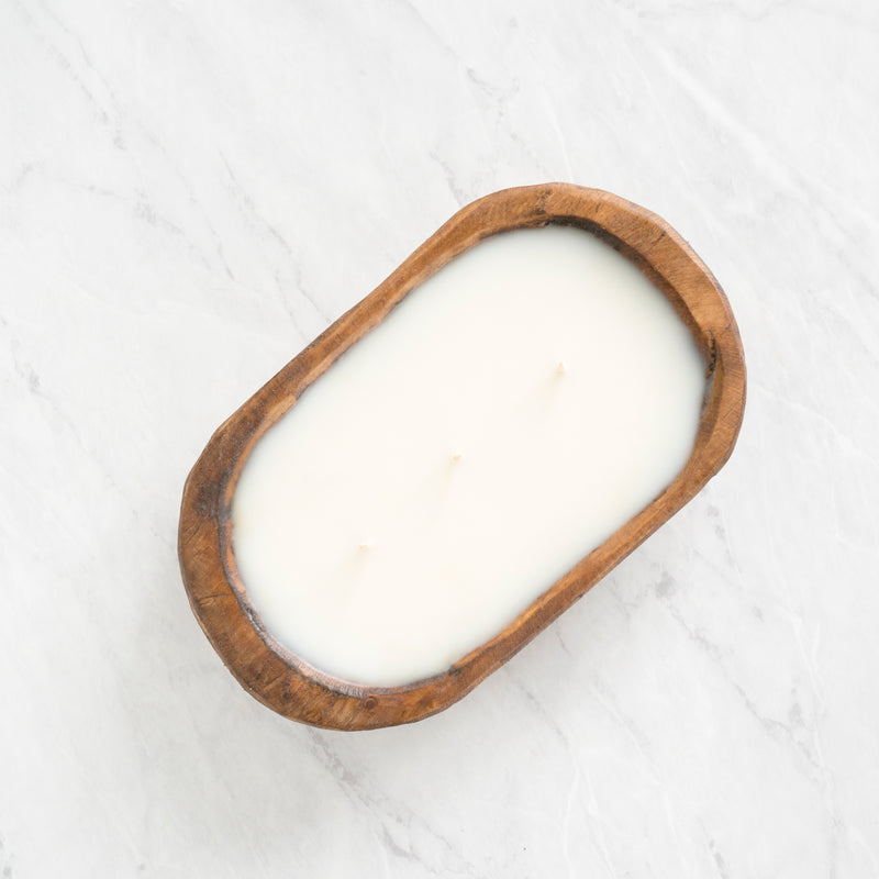 Rustic Wooden Bowl Candle- Natural