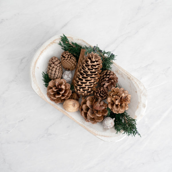 Hand-Carved Mini Rustic Dough Bowl - White